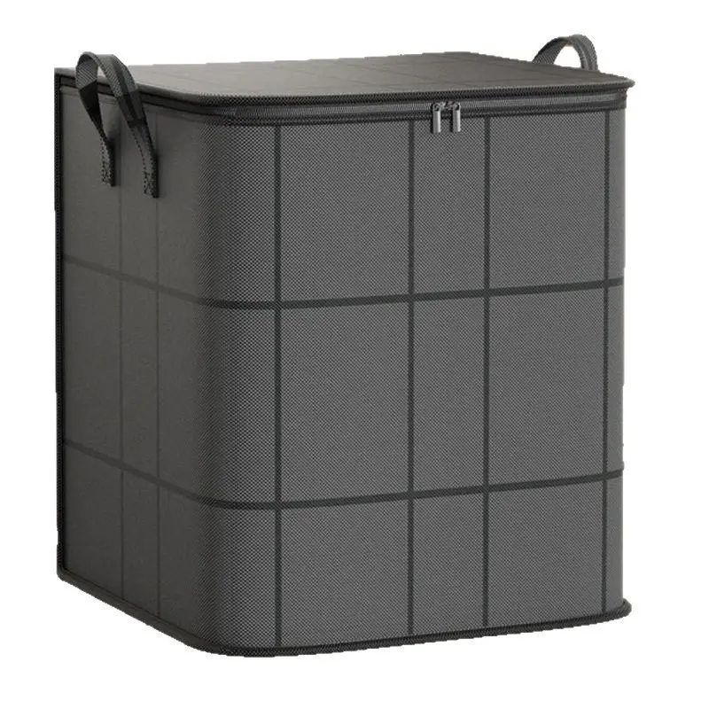 Large Capacity Fabric Clothes Storage Bag - Minimalist Fabric Bins with Compartment Lock, Zippered Lids, Reinforced Handles, Foldable 100L (50*40*50) Storage Containers Organizer for Comforters, Seasonal Clothing