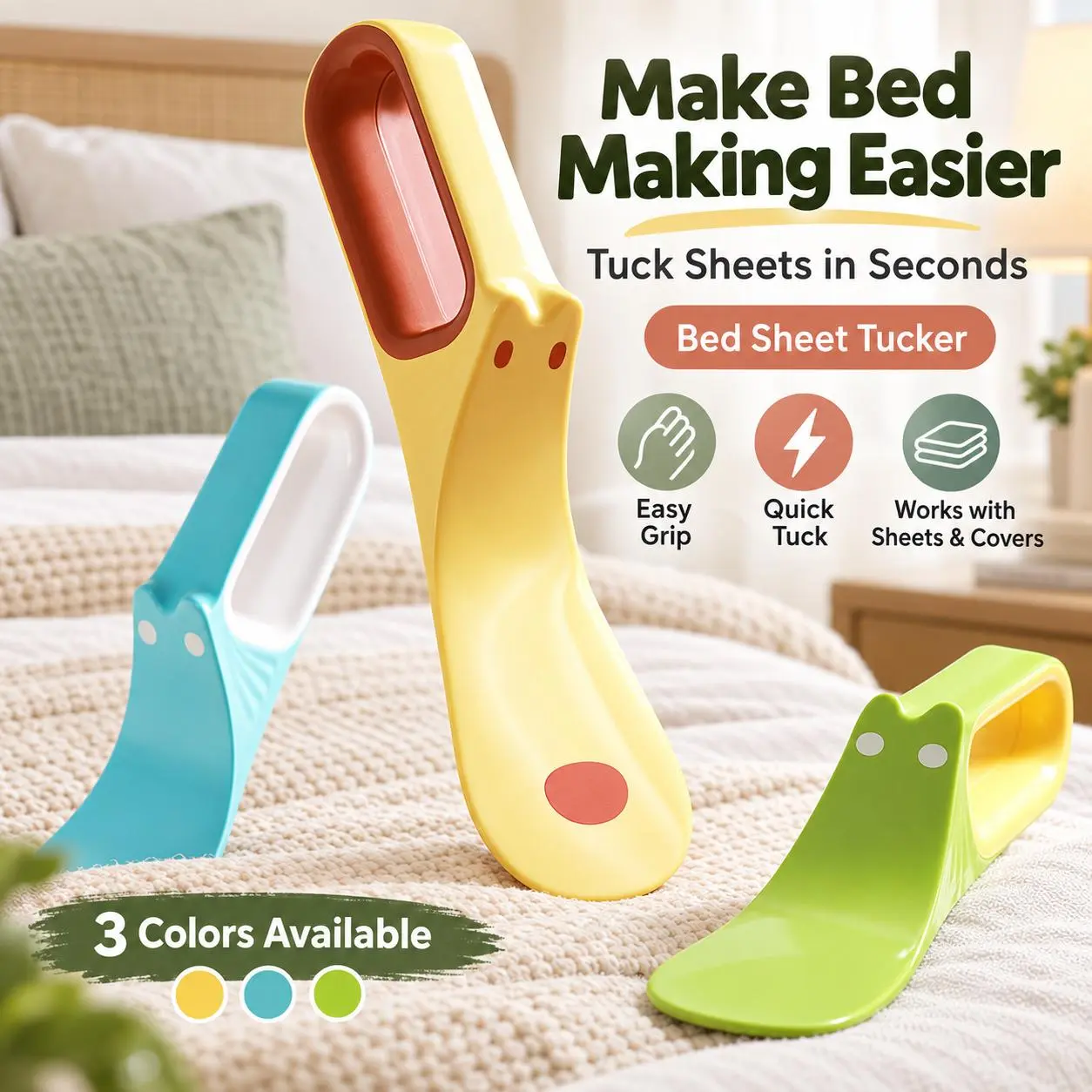 Bed Sheet Tucking Tool, Mattress Lifter for Easy Bed Making, Sheet Tucker for Fitted Sheets, Comforters & Bedding