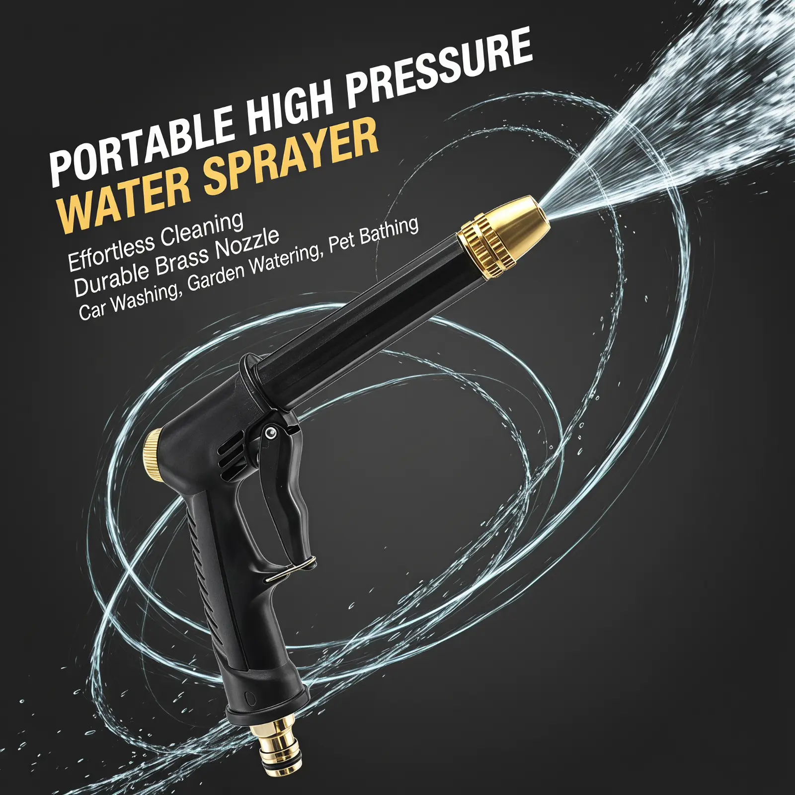 Portable High-Pressure Water Sprinkler - Adjustable Water Sprinkler, Multifunctional Sprayer, Hose Attachment Nozzles & Spray Guns, Power Wash Nozzles & Spray Guns for Garden Car Maintenance Pet Cleaning, Car Washing, Water Sprayer Attachment Watering Equ
