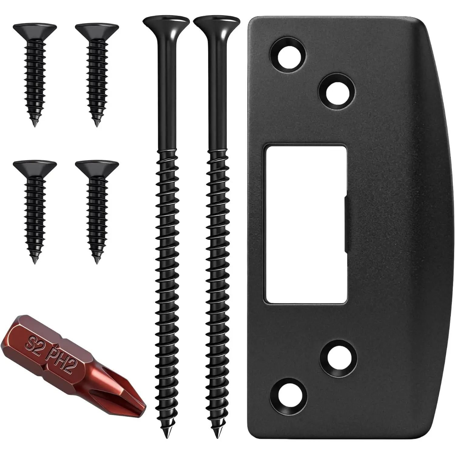 Extra Large Adjustable Door Strike Plate, Large-Hole Reinforced Door Bolt Guide Plate, Applicable for Doors That Cannot Close Completely, Concealing Door Frame Imperfections