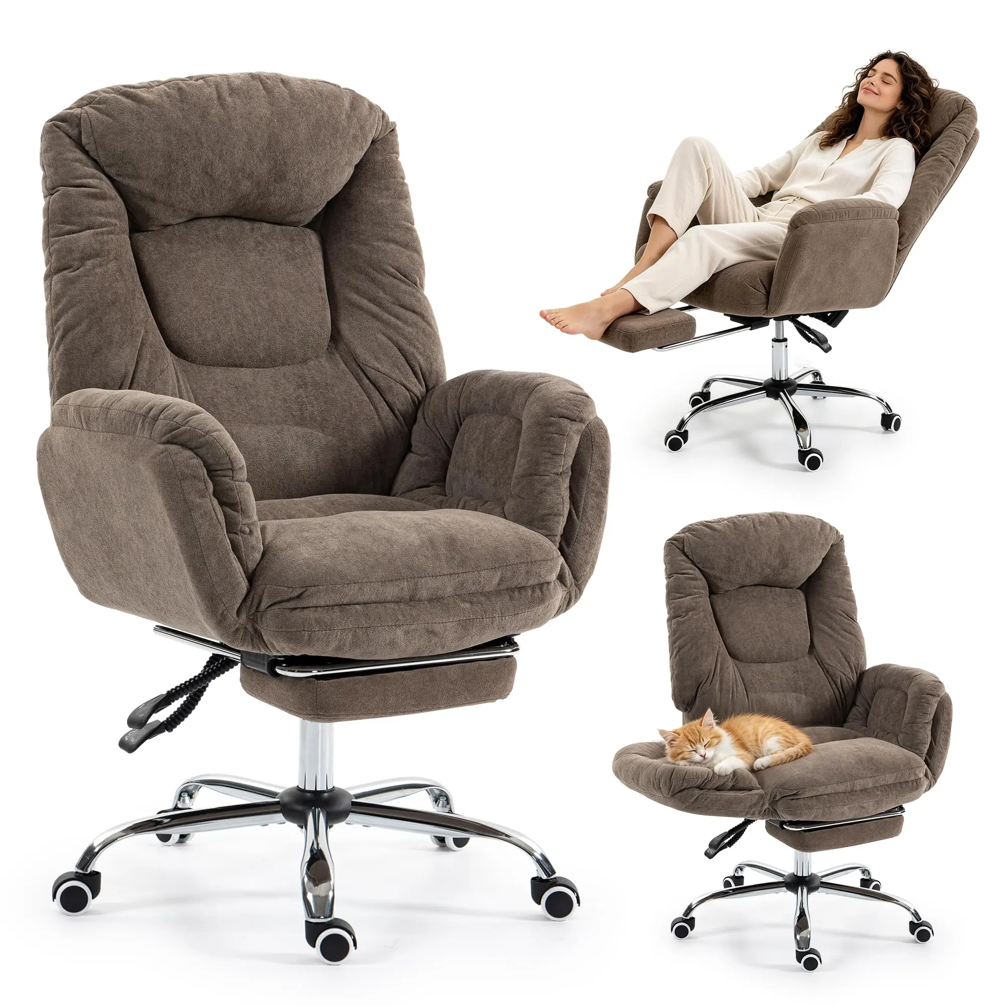 Ergonomic Criss Cross Chair – High Back, 3-Level Armrests, Footrest – Cross-Legged Comfort, Big & Tall – Rolling Desk Chair for Home, Office, Gaming