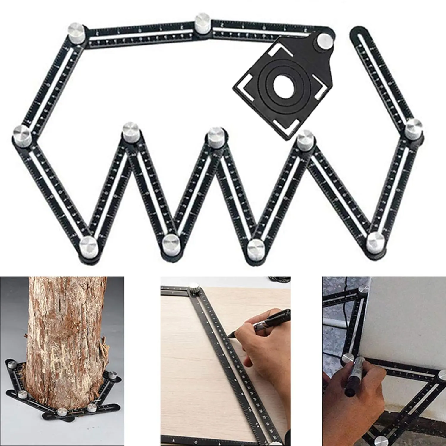 Multi Angle Measuring Ruler, Metal, Black for Precision Layout
