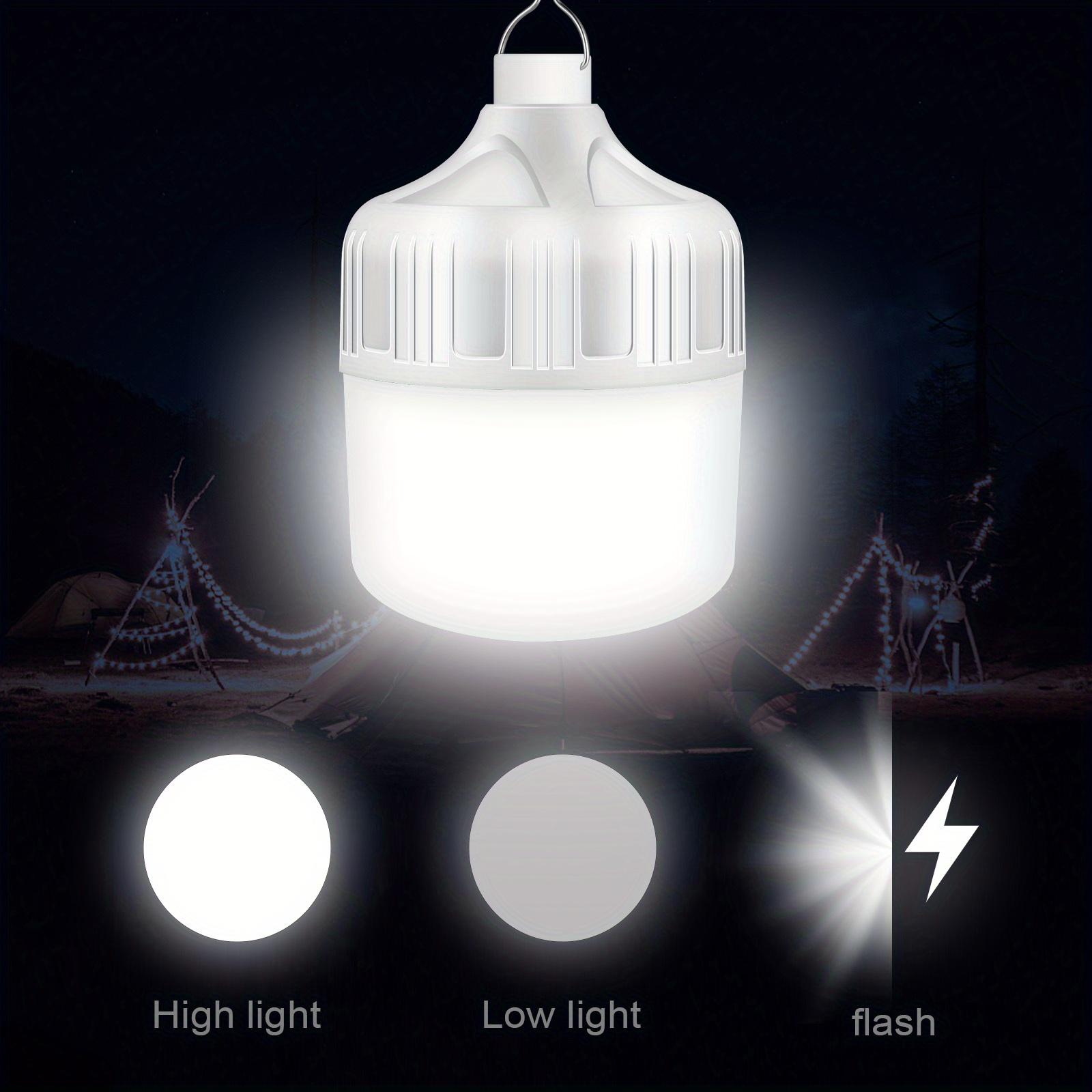 1 USB-Rechargeable LED Bulb - Portable Flashlight & Night Light with Hook, High Brightness, Low Voltage for /Camping/Emergency, USB- Light Suitable for Outdoor, Parties, Gifts