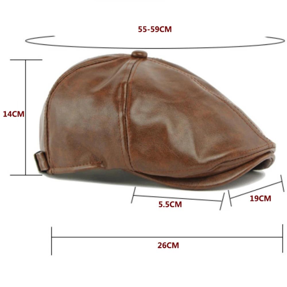 HT4937 Mens Beret Women Autumn Winter PU Leather Hat Retro Artist Painter Beret Hat Male Female Ivy Flat Cap Octagonal Beret Cap