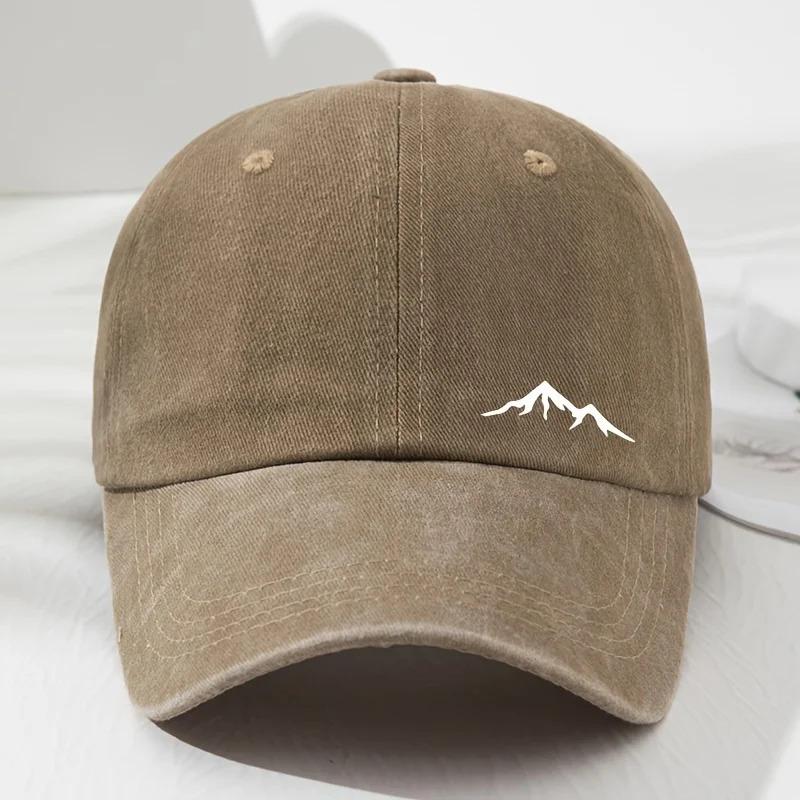 Mountain Peak Printed Washed Cap - Men's and Women's Baseball Cap - Soft Top Outdoor Mountaineering Bowler Hat