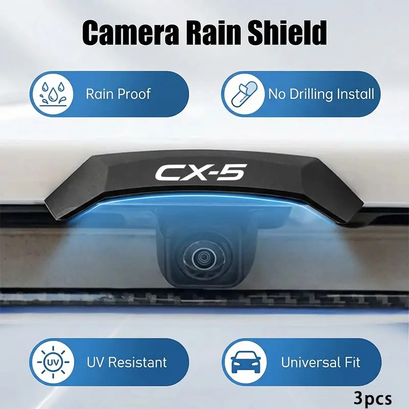 Mazda Cx 5 Reversing Camera Rain Shield, Universal Fit Rear Camera Protection Cover, Low-Profile Sunshade, UV Resistant, Easy Install, 3pcs Set