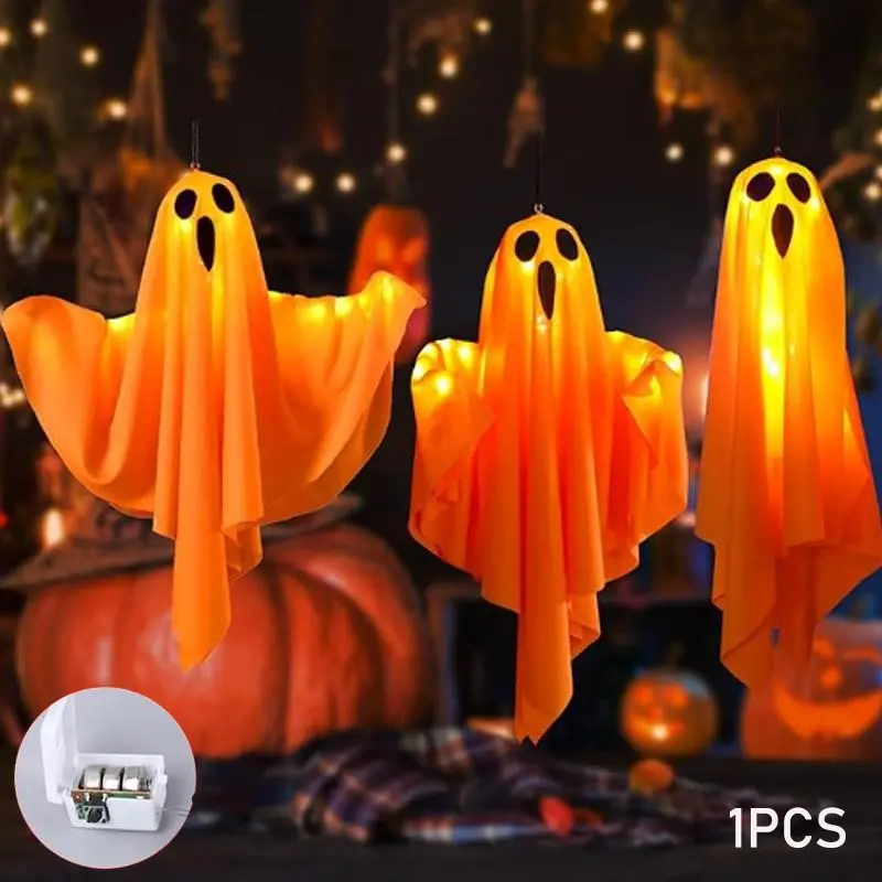 Halloween Glowing Ghost Hanging Lamp, LED Ghost Decor Light for Home Tree Garden Yard Party Holiday Decoration ()