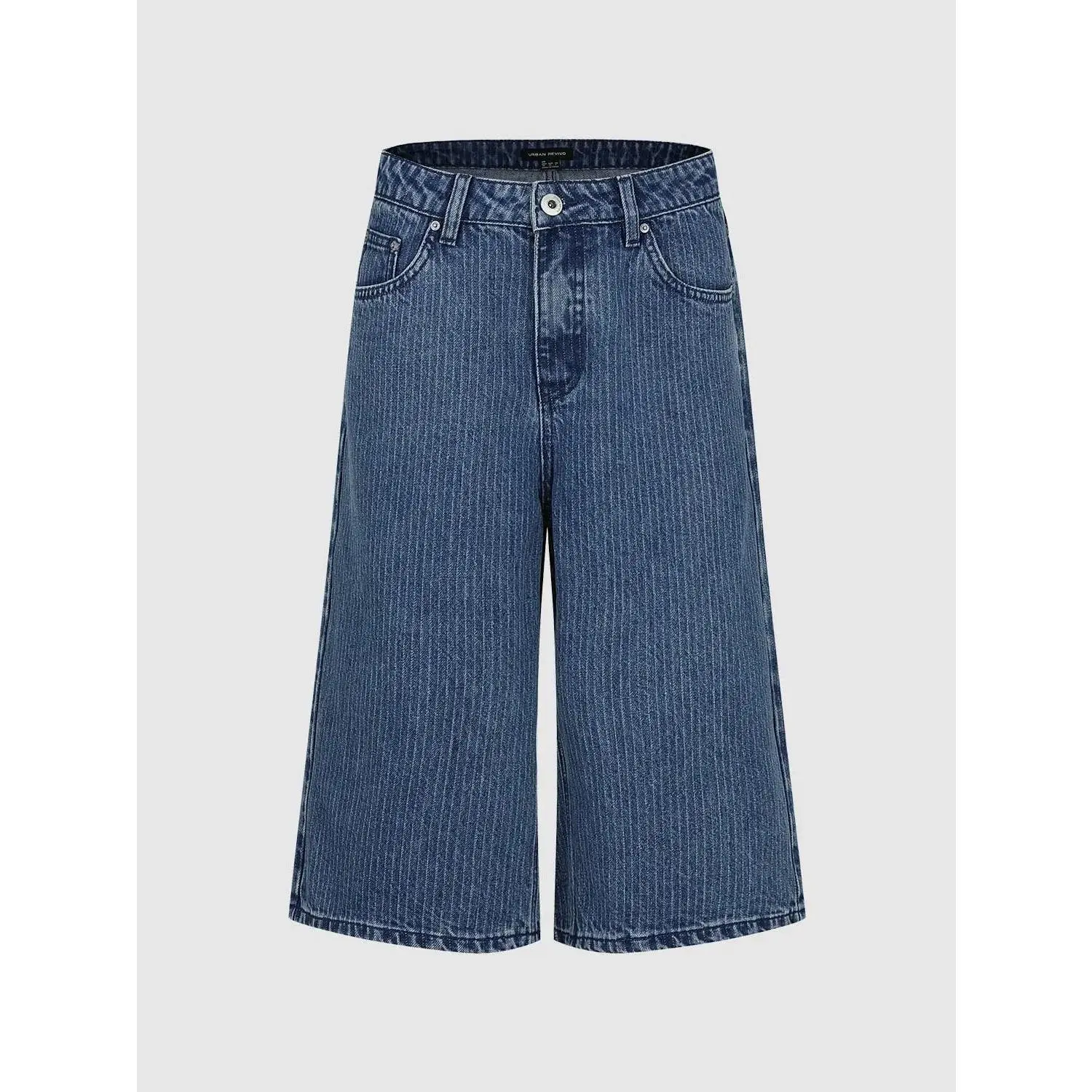 URBAN REVIVO Cotton Lyocell Blend Midweight Wide-Leg Jeans, Belt, Minimalist, Pocket, Hip, Bottom, Knit, Bottoms, Casual Wear, Cold Wash, Stretch Denim, Belted, Clean Zip Fly, Single Button, Five-Pocket Configuration