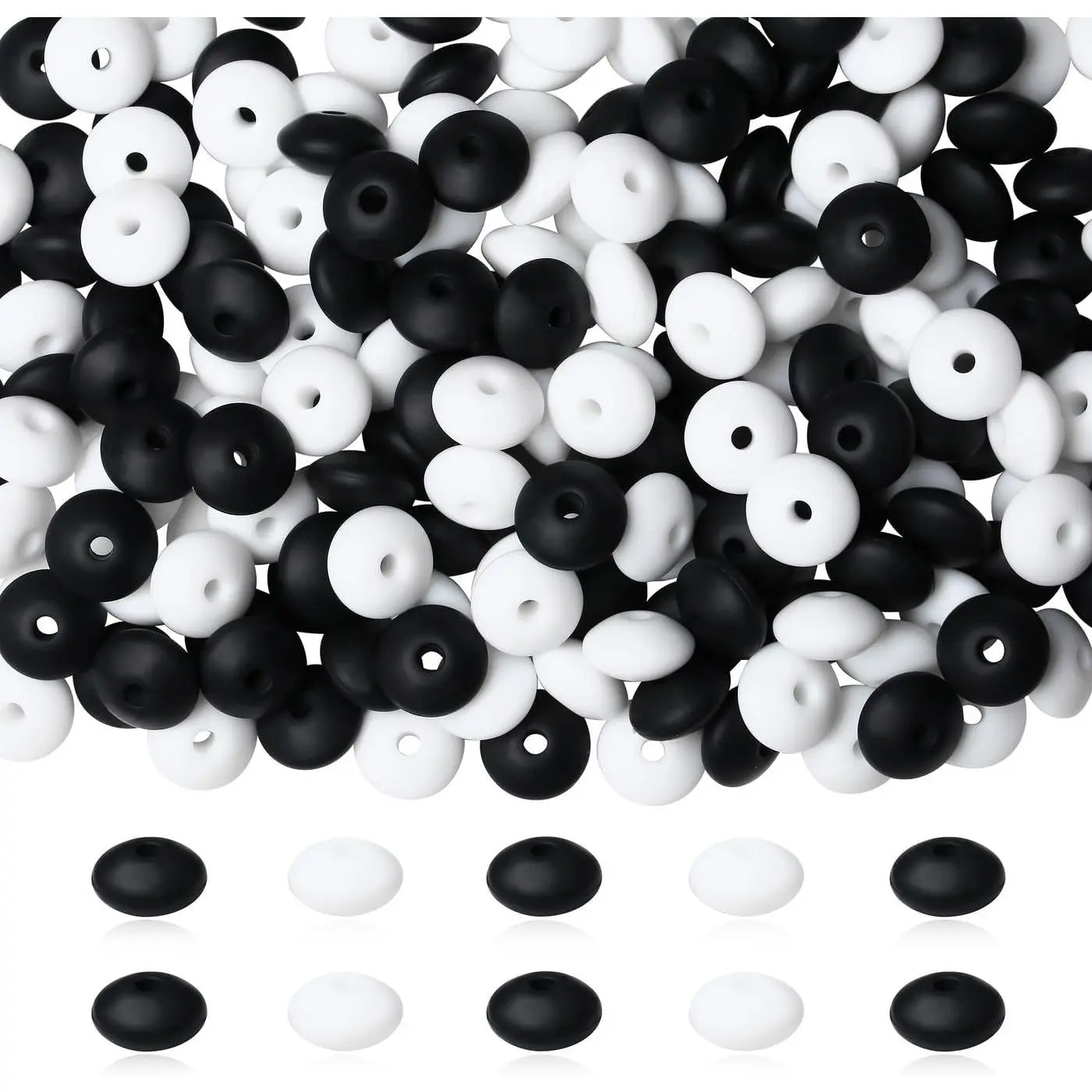 200 count  Lentil Beads,  12mm  Abacus Bead for  Making Focal Bead Bulk for Necklace Bracelet  DIY Crafts Accessories Spacer Beads for Pens