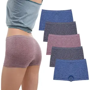 Womens Seamless Underwear Boyshort Ladies Panties Spandex Panty Workout Boxer briefs 5-Pack
