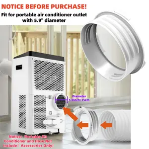 Upgrade Portable Air Conditioner Exhaust Hose Adapter, Fits 5.9 Inch Round Outlet, Compatible with 5.1 and 5.9 Inch Hoses, Clockwise and Counterclockwise Threads