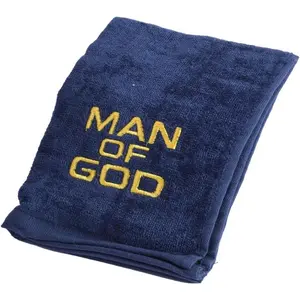 Swanson Christian Products Hand Towel Man of God Towel w/Gold Embroidery Pastor Appreciation Gift Fathers Day Present Face Towel Sweat Towels for Gym Absorbent Cotton Navy