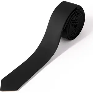 Skinny Ties Black Ties For Men and Women Solid Pure Color 1.58" (4CM) Plain Formal Slim NecktiesGift.