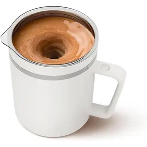 Self Stirring Mug, 360mL Rechargeable Electric Ceramic Coffee Mug with Stainless Steel Stir Bar, Automatic Mixing for Coffee, Milk, Hot , , Cocoa