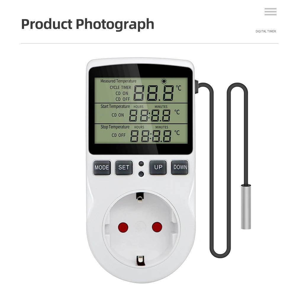Timer Socket Thermostat Digital Temperature Controller EU/AU/US/FR/UK Plug Outlet With Timer Switch Heating Cooling AC 110V~230V Timer Socket Thermostat Digital Temperature Controller EU/AU/US/FR/UK Plug Outlet With Timer Switch Heating Cooling AC 110V~230V