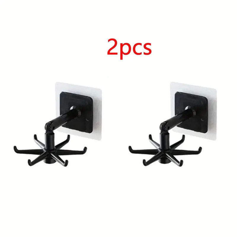 4-Piece Creative Multi-Functional Rotating Hooks, 360-Degree Rotation, No Drilling, Home Wall Mount, 6-Hook Organizer, Space-Saving Design, Hanging Hooks, Storage Hooks