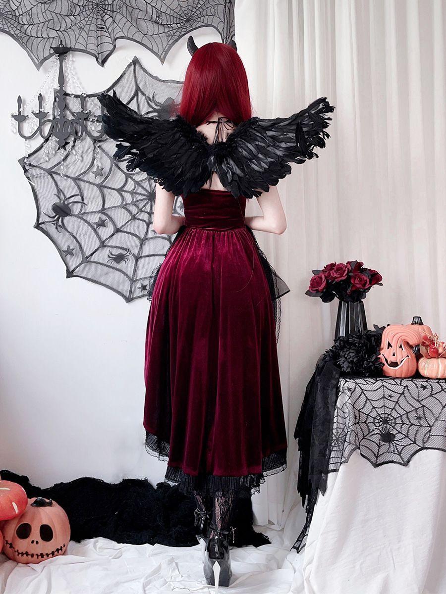 Women’s Halloween Gothic Dress | Dark Tail Design, Suitable for Witch, Vampire & Ghost Bride Cosplay/Performance
