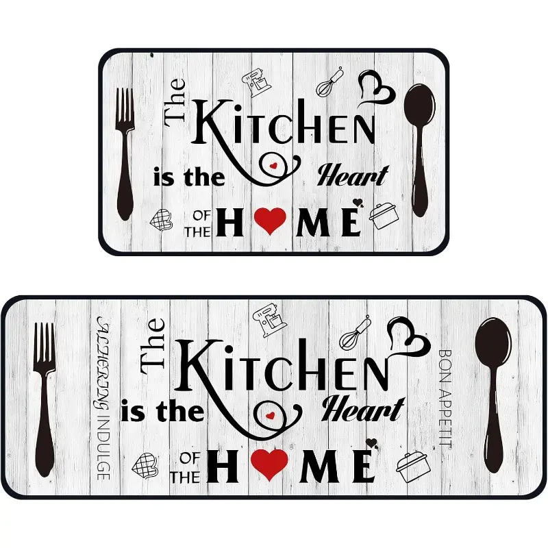 Anti Fatigue Kitchen Mats for Floor, Colorful Cushioned Kitchen Rugs, Non-Skid Washable Kitchen Mats, 2PCS Rubber Backing Comfort Standing Mats for Laundry, Sink, Office & Home,