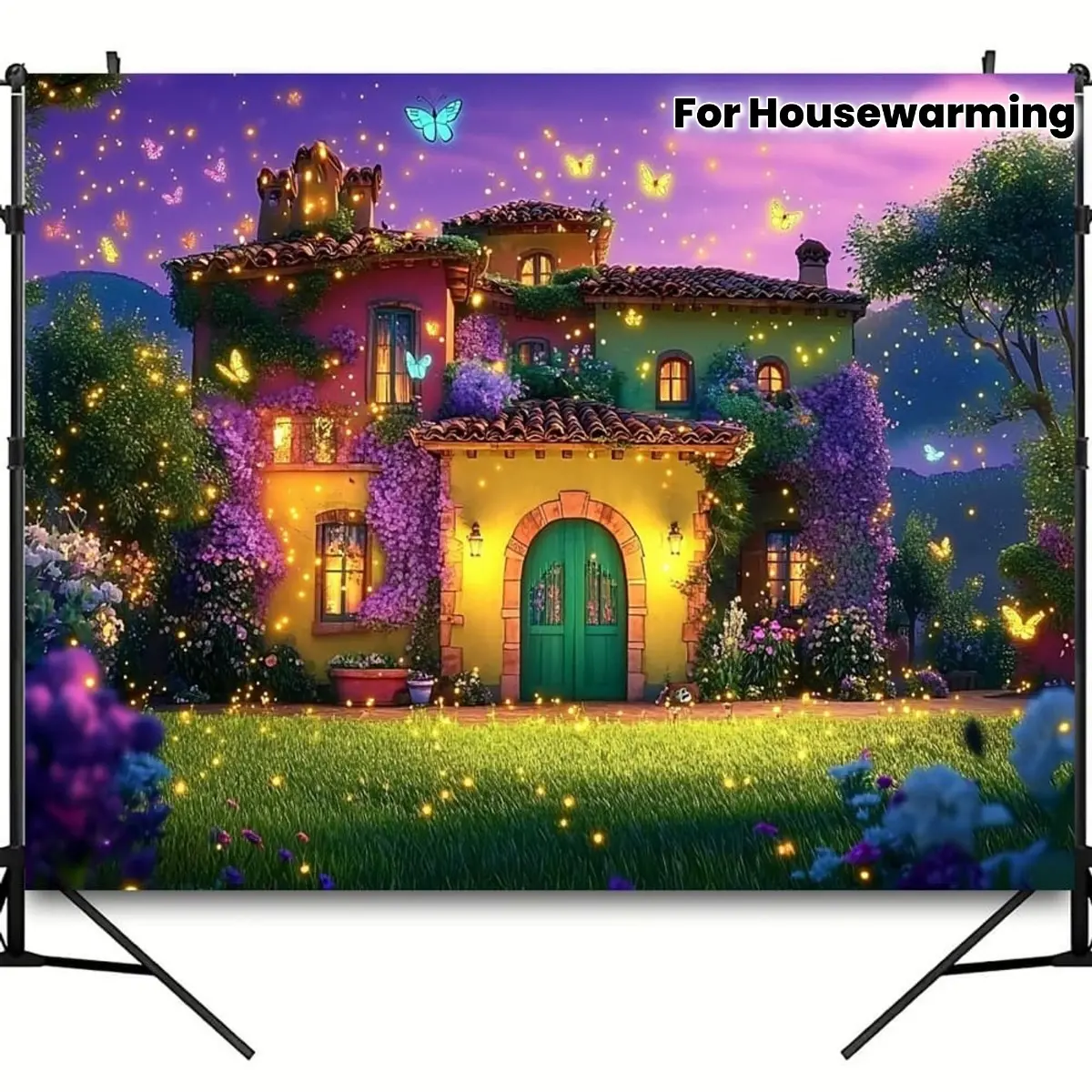 Encanto Cartoon Birthday Backdrop Banner Magical House Butterfly Design for Kids Parties, Photography and Event Decor