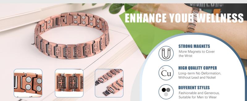 Jecanori Pure Copper Bracelet for Men, Magnetic Cross Bracelets for Men with 3500 Gauss Magnets, Mens Pure Copper Bracelet