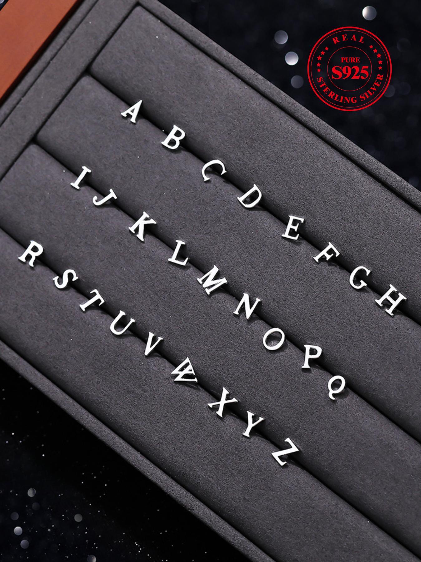 S925 Sterling Silver 26 Letter Design Earrings, Studs Earrings, Fashionable Jewelry for Women & Girls, Trendy All-match & Exquisite Jewelry for Birthday Gift