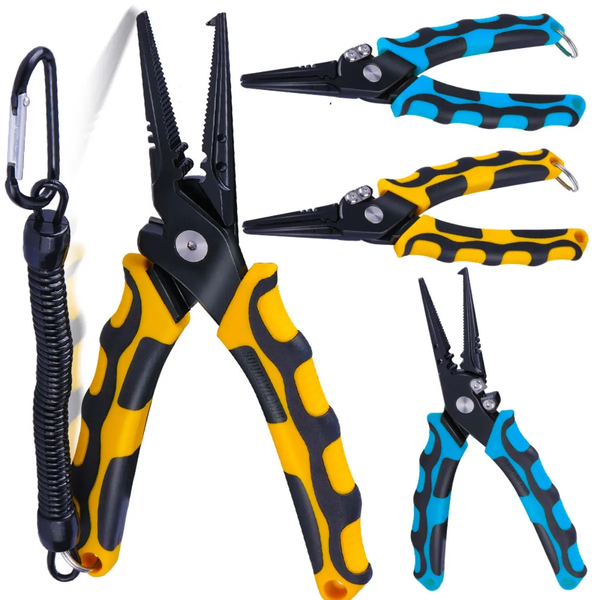 Carbon Steel Fishing Pliers - 2 Styles (Pointed Mouth, Flat Mouth) Multifunctional Hook Remover, Split Ring Pliers for Saltwater Fishing Gear