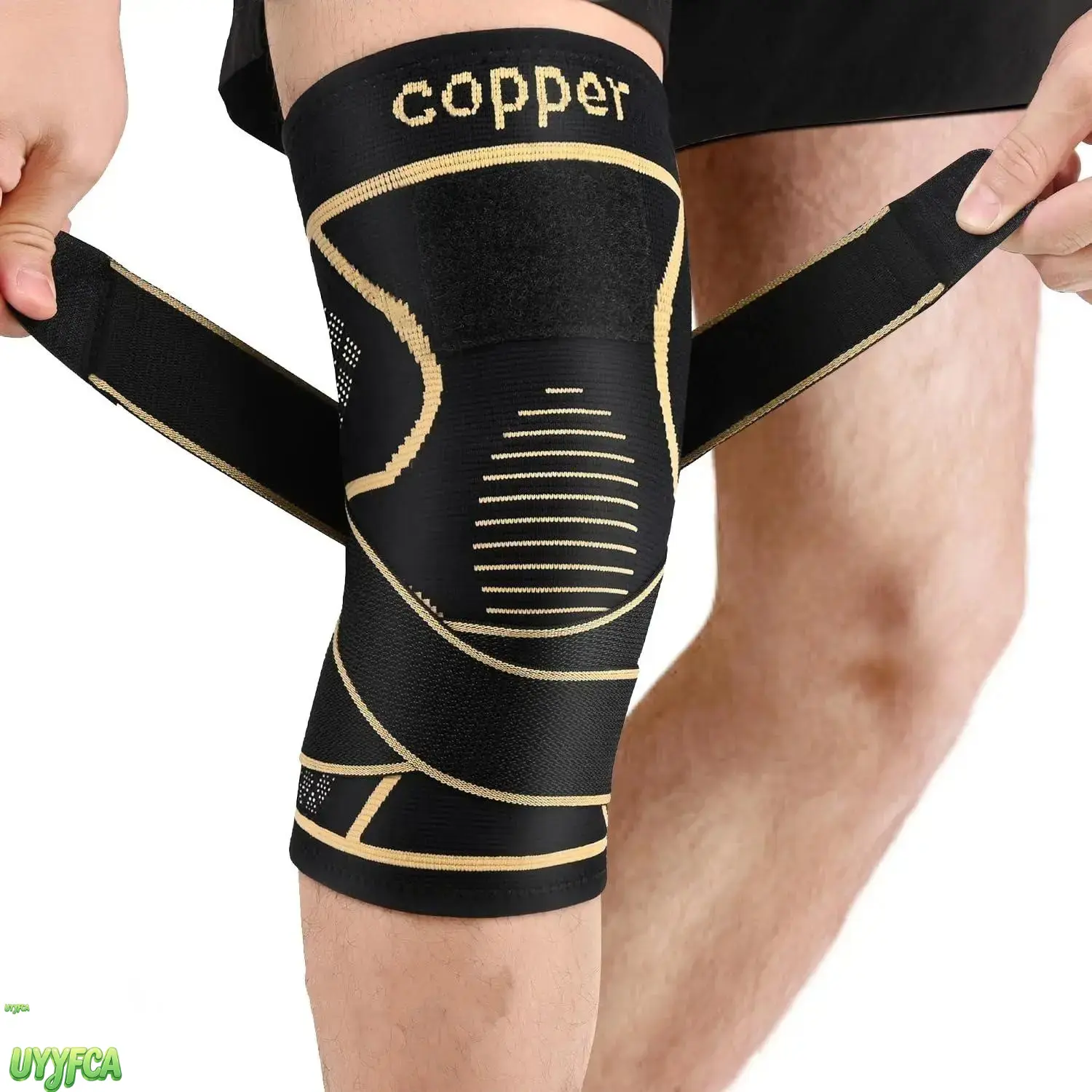 Unisex 2-Pack Copper-Infused Compression Knee Brace with Cross Straps, Breathable Moisture-Wicking Support Sleeve, Non-Slip Joint Stabilizer for Meniscus Tear, Arthritis Pain Relief, Gym Workout Sports