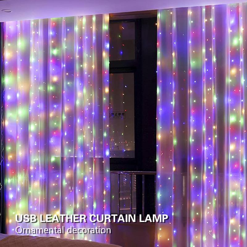 300led Upgrade Curtain Light String, 8 Lighting Modes, USB Powered, Perfect for Bedroom, Christmas, New Year Winter Decorations