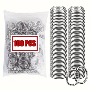 50pcs/100pcs, Zinc Alloy Key Ring Kit, DIY Round Multi-functional Key Rings, Durable Home Door Key & Car Key Decor Accessories, Keychain Gifts for Wedding & Birthday & Halloween & Christmas