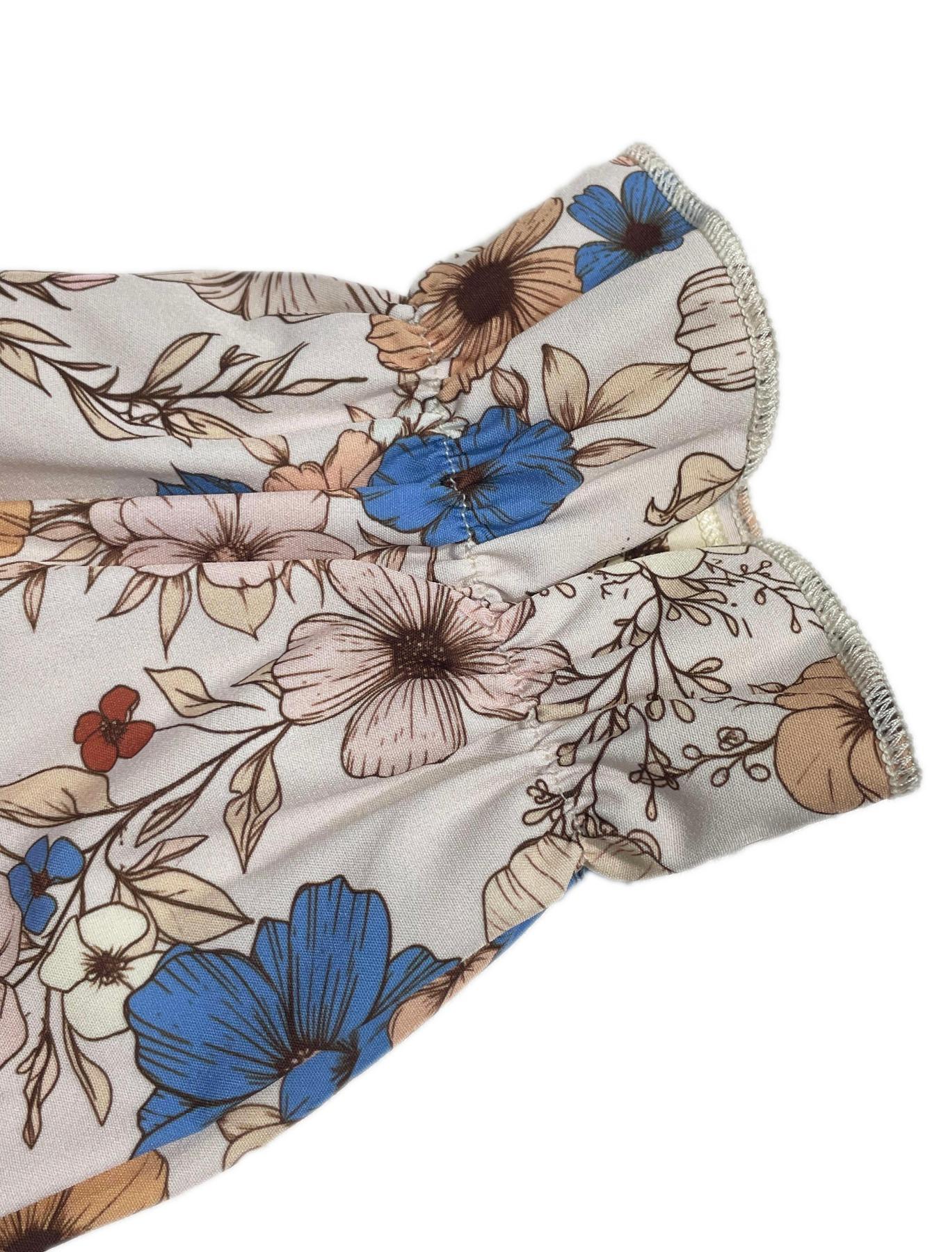 Women's Floral Print Tie Neck Flounce Ruffled Sleeve Woven Dress, Elegant Fashion Casual Dress for Daily Outdoor Wear, Women Dress for Spring Fall