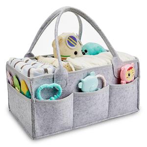 cute felt storage basket, multi-purpose diaper caddy, lightweight mommy bag, portable nursery storage basket, diaperbag, simple durable storage basket for home outdoor