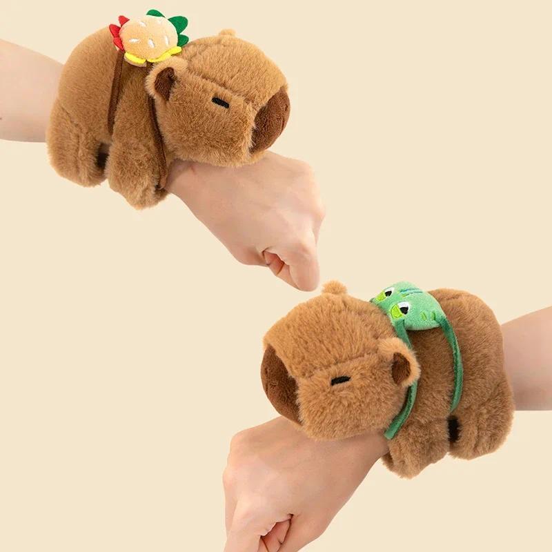 Capybara Animal Slap Snap Wrap Wristband Bracelet Plush Stuffed Kawaii Capybara Hand Ring Wristband Kid Funny Toys