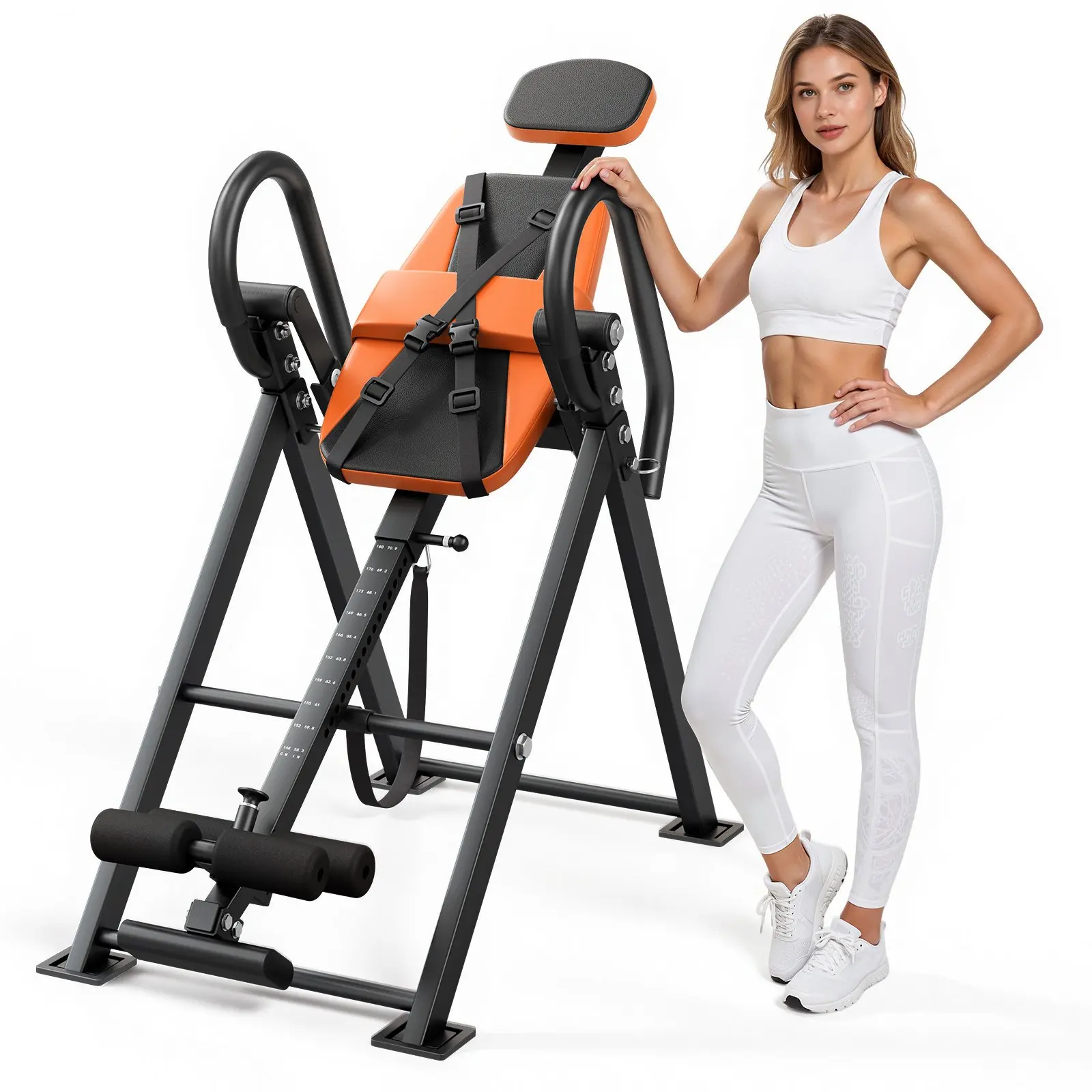 VEVOR Inversion Table, 300 lbs Capacity Heavy Duty Back Inverter Stretcher, Inverted Table with Dual-Roller Locking, Decompression Tables for Shoulders, Neck, Back, Multi-Angle Adjustable Tether Strap