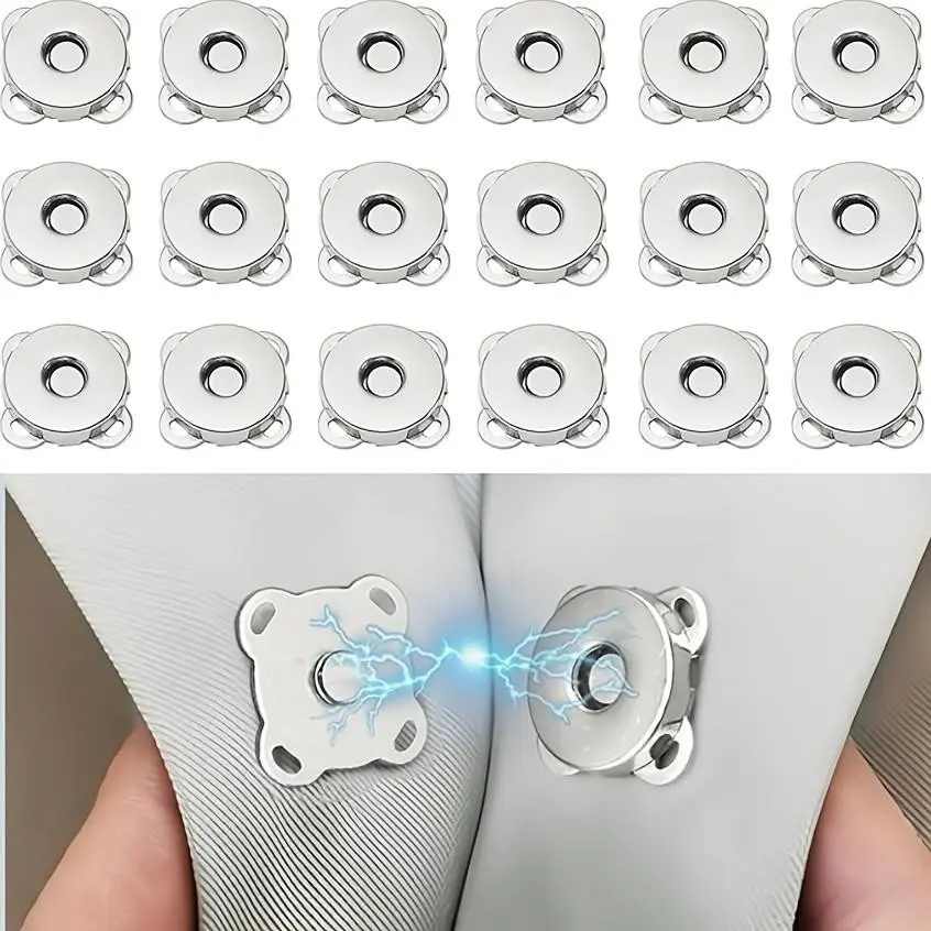 Silver Color Magnetic Snap Button Clasp Accessories, Strong Magnetic Fastener for DIY Crafts, Practical Gift for Leather and Sewing Enthusiasts