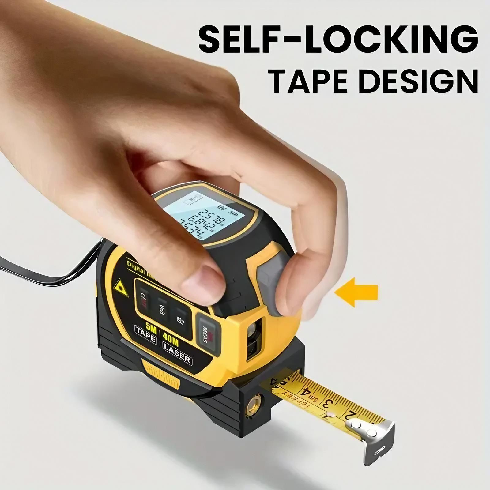 3-in-1 Digital Laser Tape Measure, 40m/60m Laser Distance Meter with LCD Display & Self Locking Device, Accurate Measurement Tool for Area/Volume/Distance, Laser Measuring Tool