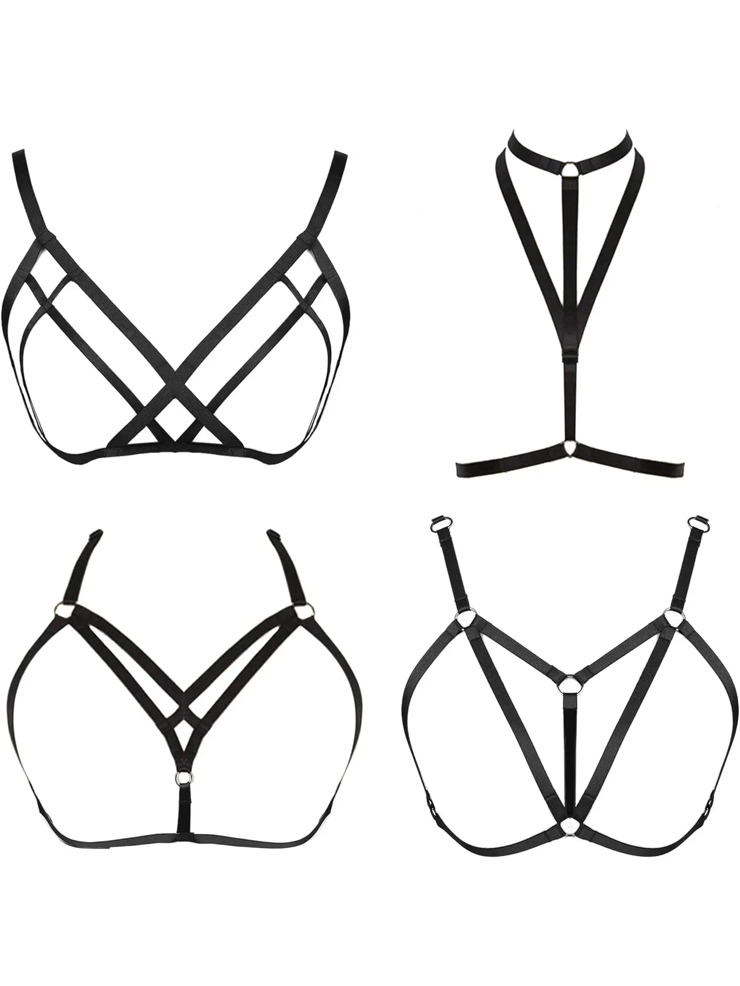 4 Pcs Womens Strappy Cage Bra Sexy Bra Harness for Women