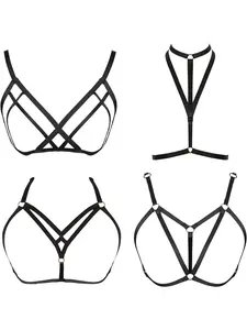 4 Pcs Womens Strappy Cage Bra Sexy Bra Harness for Women