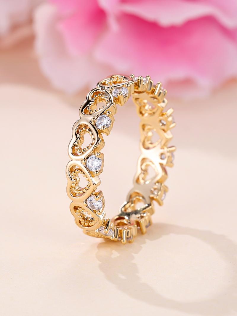 1 Piece Fashion Heart Shaped Engagement Ring, Elegant Copper Jewelry for Women, Girl's Temperament All-match Accessory, Gifts for Wife, Heart Design Ring