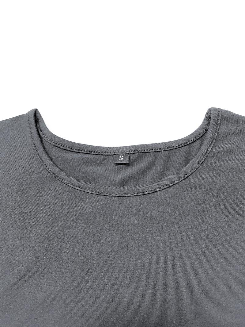 Women's Plain Ruched Drawstring Split Thigh Bodycon Dress, Lady Casual Asymmetrical Round Neck Shortsleeve Dress for Party Club Dating Wear, Women's Dress for Summer, Womenswear, Minimalist Date Night Dresses, Bodycon Side Slit, Formal Bodycon Dress