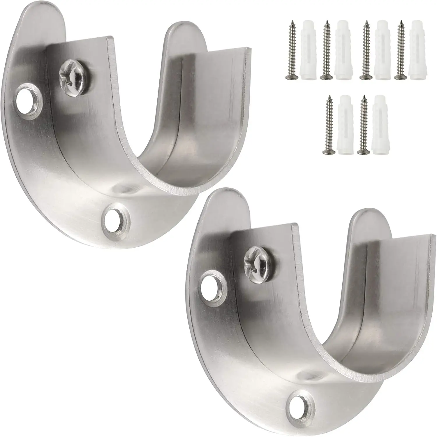 Heavy Duty Closet Rod Holders with 1 1/4 Inch Rod Supports (2 PCS, Silver)
