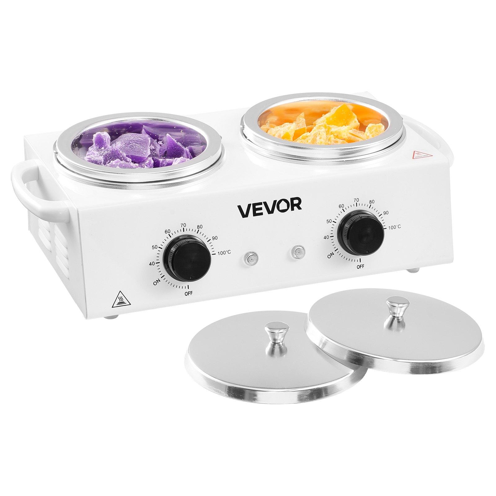 VEVOR Double Wax Warmer, 1200ML Professional Dual Wax Warmer for Hair Removal, 32 ℉   - 212 ℉   Adjustable Electric Waxing Heater Pot with 50PCS Waxing Sticks for Home Use, Beauty Salon, Spa