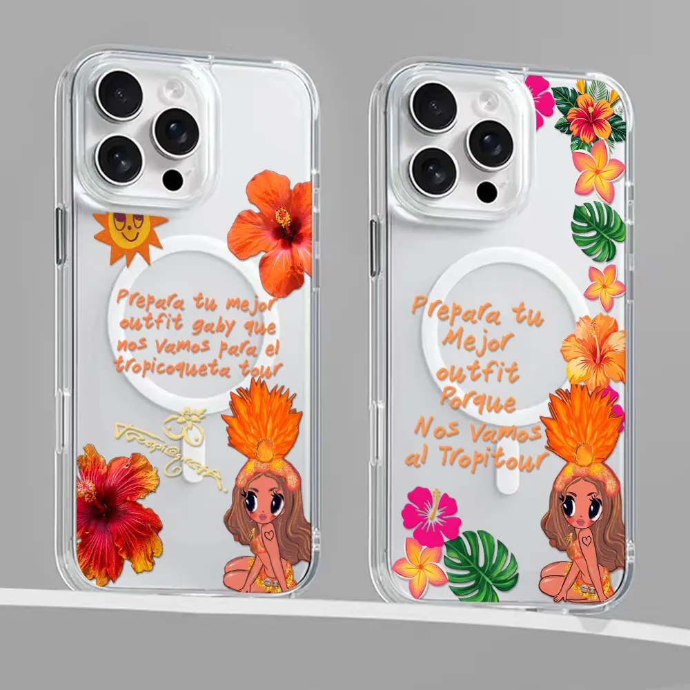 Tropical Latina Doll Magnetic phone case for iPhone 17/16/15/14/13/12/11/XS/Pro Max/Plus/AIR, Orange Music Tour Fan Art Case for Samsung S26/S25/S24/S23/S22/PLUS/ULTRA/FE/A56/A54,MagSafe Wireless Clear Shockproof Protective Cover La Bichota Pop Lover Gift