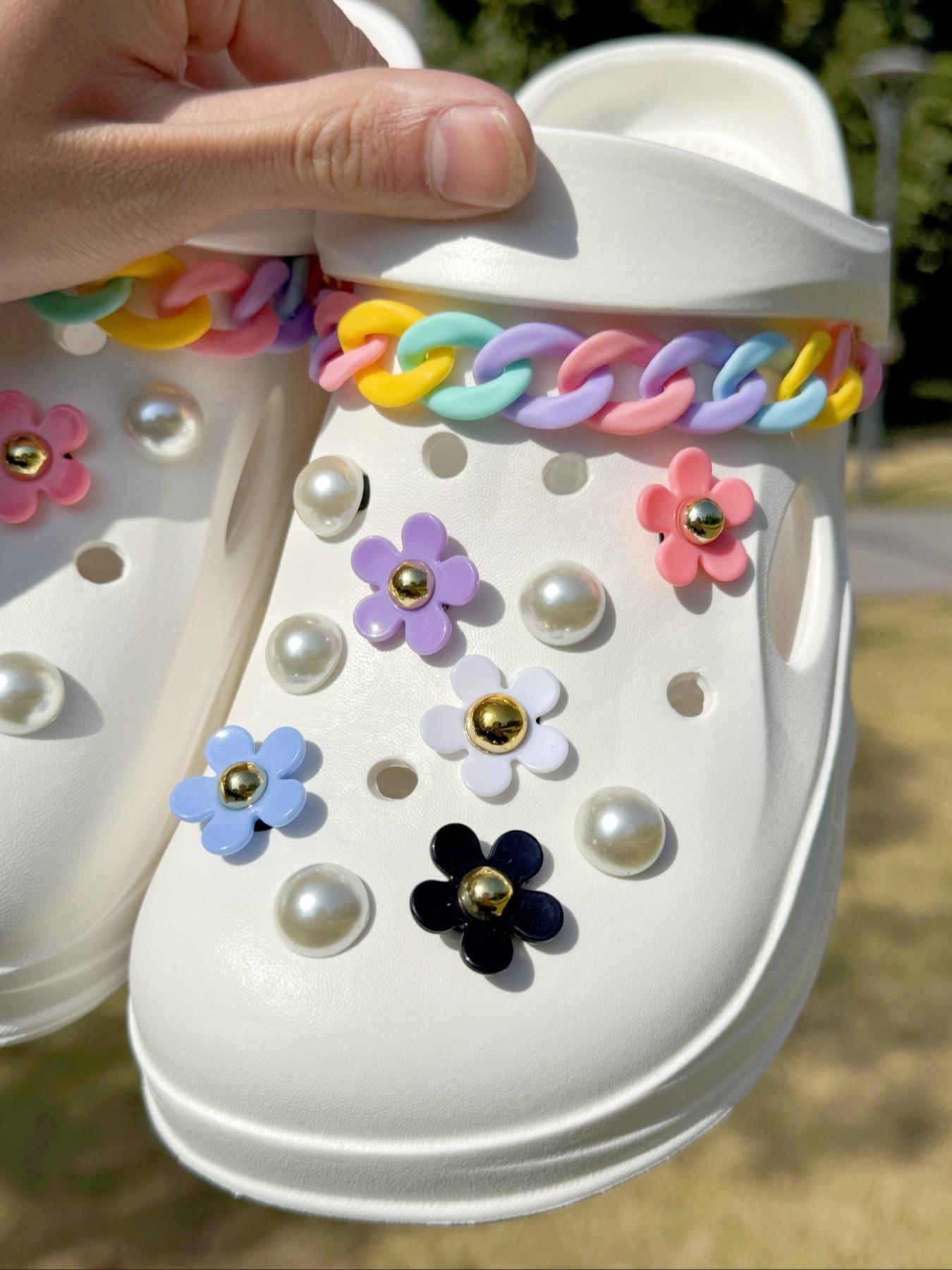 Cute Flower & Faux Pearl Decorated Shoe Charm, Fashionable DIY Shoes Decorations for Clogs, Shoes Accessories for Women & Girls