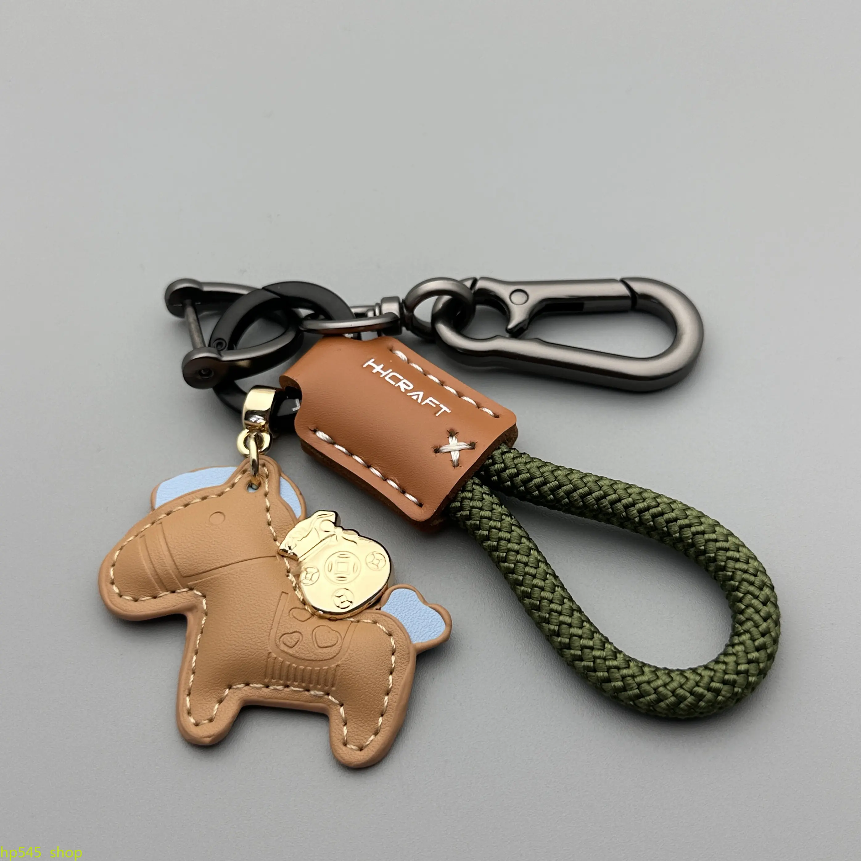Leather Woven Rope Metal Pony EDC Keychain - With Hanging Chain, Practical Decor Accessory For Motorcycle Keys, Thoughtful Small Gift For Father’s Day Male Collectors, Fathers Day, Male Gift, No