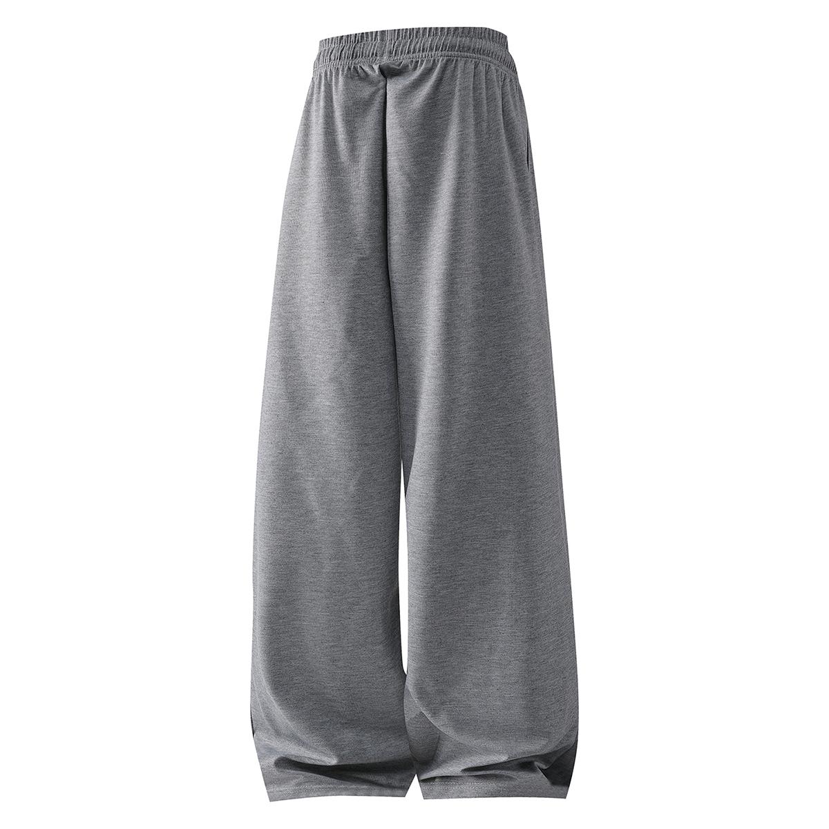Athleisure Flow Mens Performance Wide Leg Sweatpants Moisture Wicking Heather Grey Drawstring Pants with Relaxed Drop Crotch for Gym Warm-Ups and Post-Workout