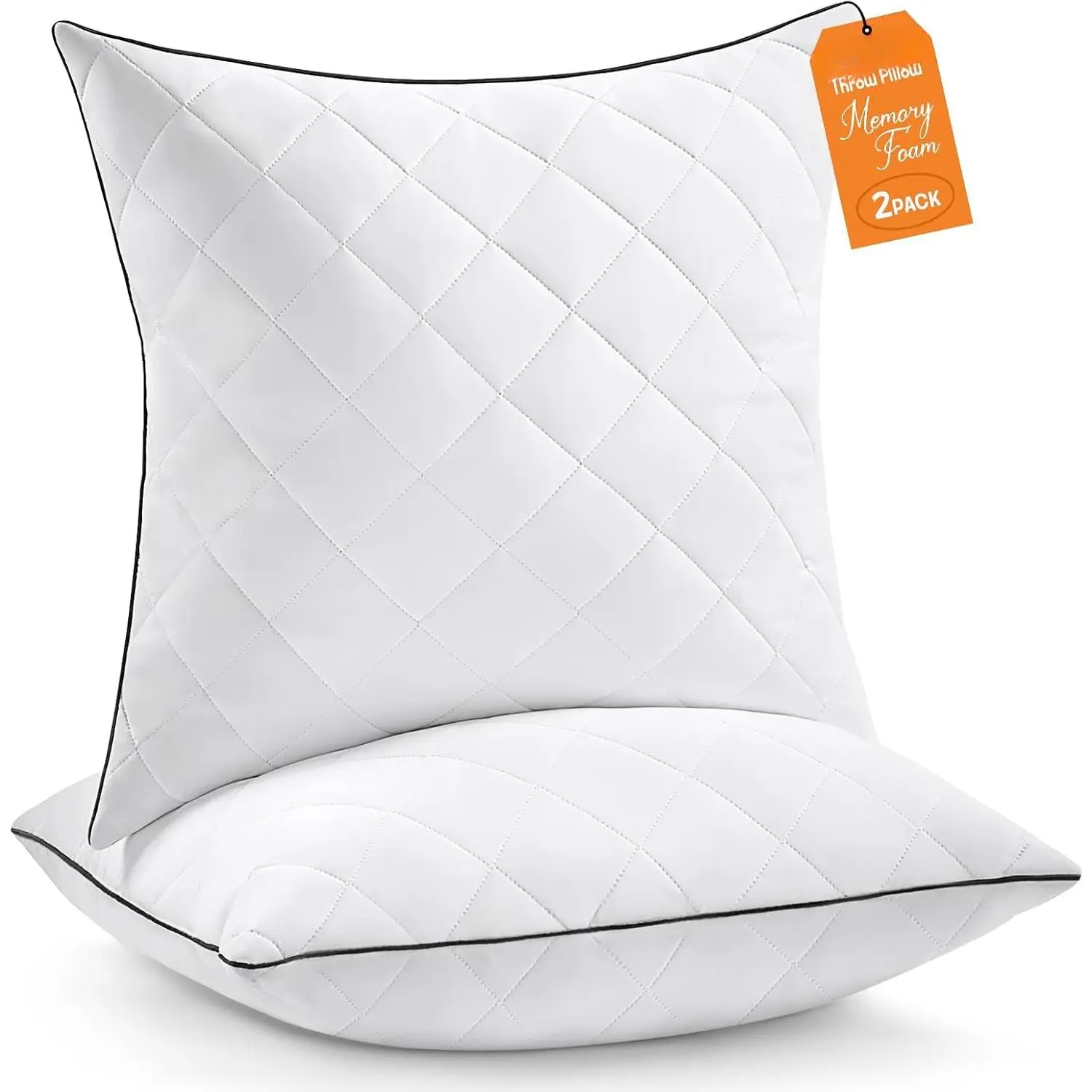 Throw Pillows (Pack of 2, White), 6 x 6 Inches Decorative Pillow Insert for Couch, Sofa and Bed, Memory  Indoor Square Pillow Forms Stuffer (6x6 Inch)