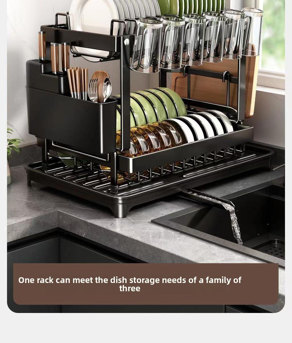 Kitchen Dish Drying Rack, Large Capacity Dish Drain Storage Rack, Household Tableware Storage Rack, Kitchen Gadgets, Multifunctional Storage Organizer, Kitchen Organizer