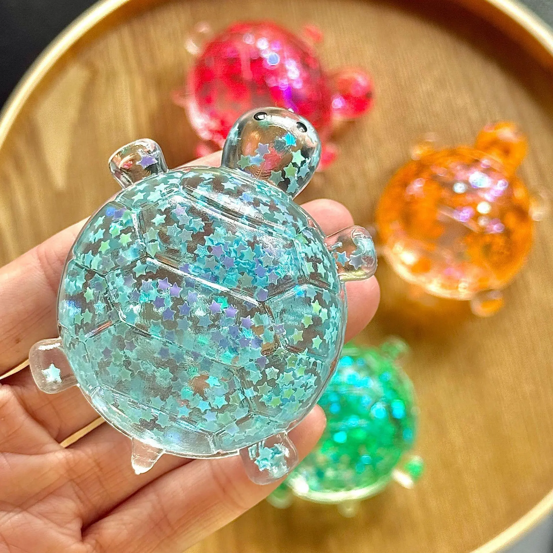 Cute Turtle Squishy Fidget Toy Set,Sugar Turtle Sensory Stress Relief Squeeze Toy, Shiny Sticky Relaxing Toy, Cool Summer Fidget Toy, Fun Birthday And Party Gift,4-Pack Soft Squishy Toy,Party Favor Gift,Fun Birthday