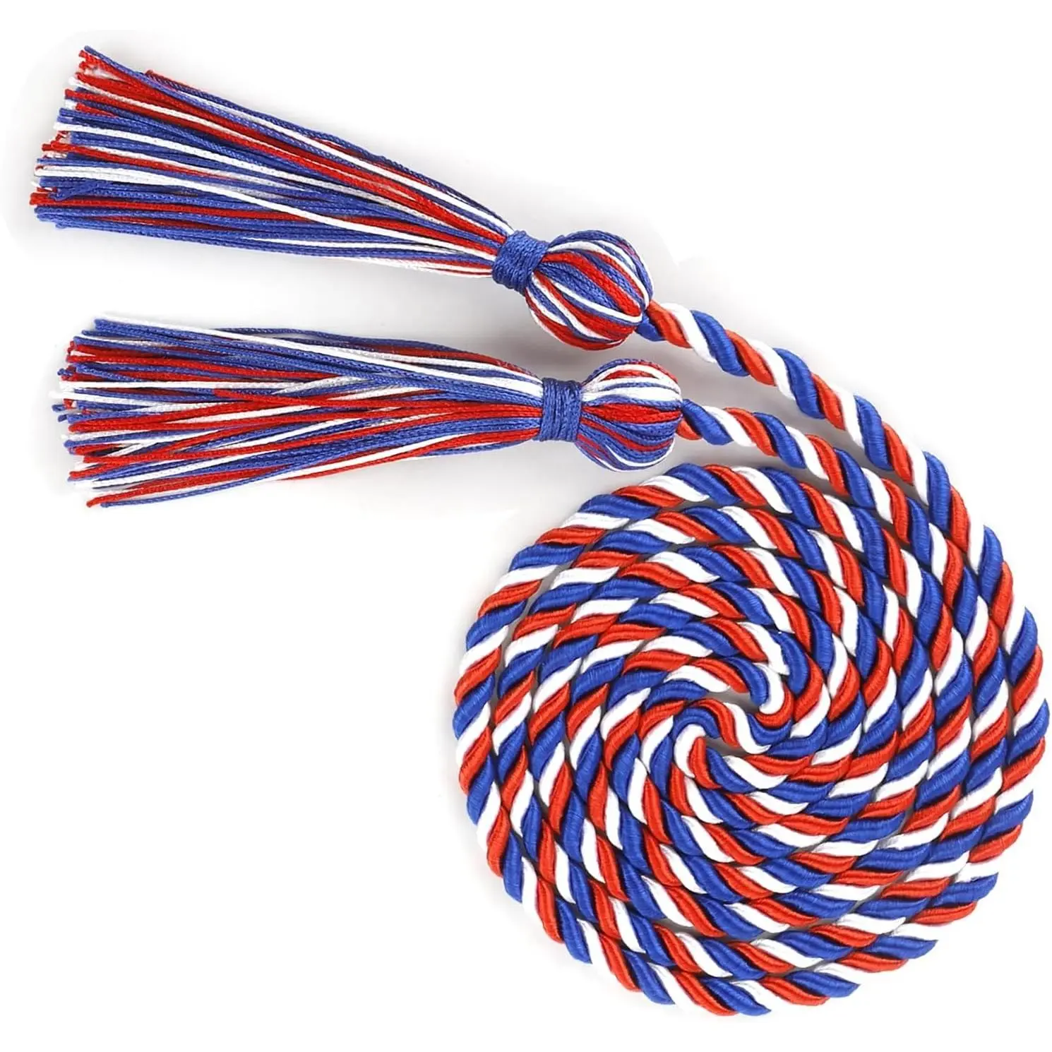 Graduation Cords, Cords for Graduation 2026, Red Blue and White Graduation Honor Cord 68 Inch Rayon Braided Cord, Honor Ropes with Tassels for 2026 Graduation Decorations for Students Master Doctoral