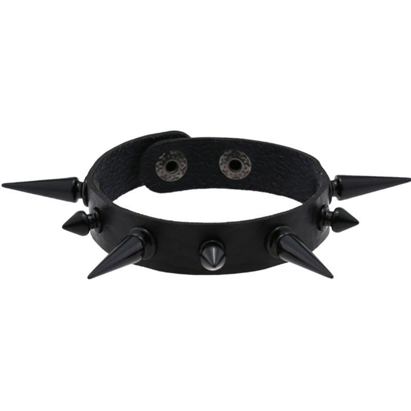 1Pc Hip Hop Rock Spikes Rivets Stud PU Leather Bracelet Men Vintage Punk Heart Pentagram Party Wristband Women браслет Jewelry
